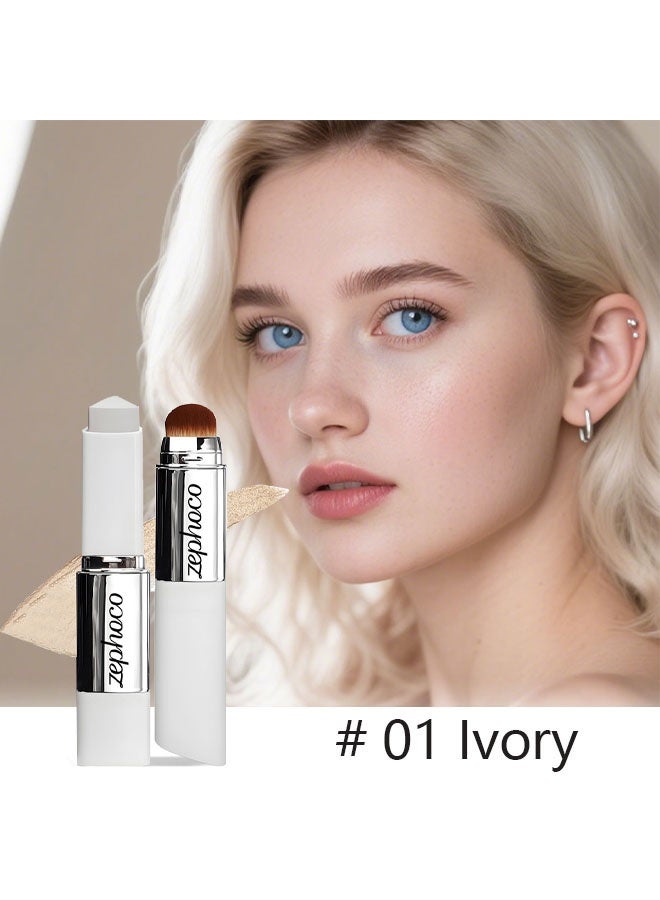 zephoco Color Changing Foudation Stick，Cream Stick V White - Medium to Full Coverage, Dewy & Hydrating Makeup, Dual-Ended with Brush for Flawless Look # Ivory White - Image 2